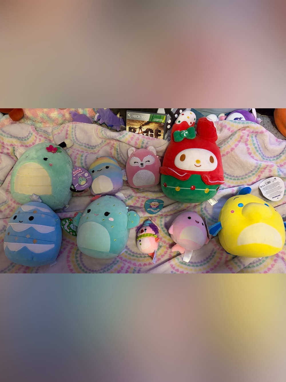 Squishmallows assorted pastel plush lot - green pink purple blue yellow red